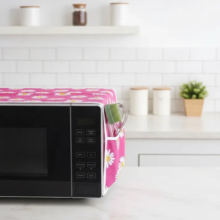 Microwave Oven Cover With Storage Pockets