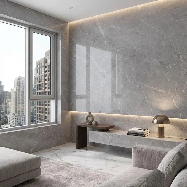 60cm x 200cm Grey Marble Wall Sheet – PVC Decorative Sheet